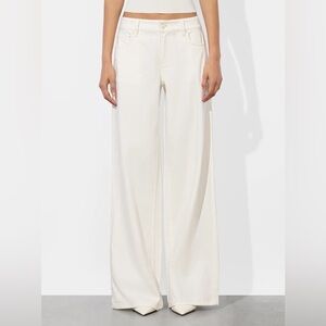 Alice + Olivia Cream Wide-Leg Jeans